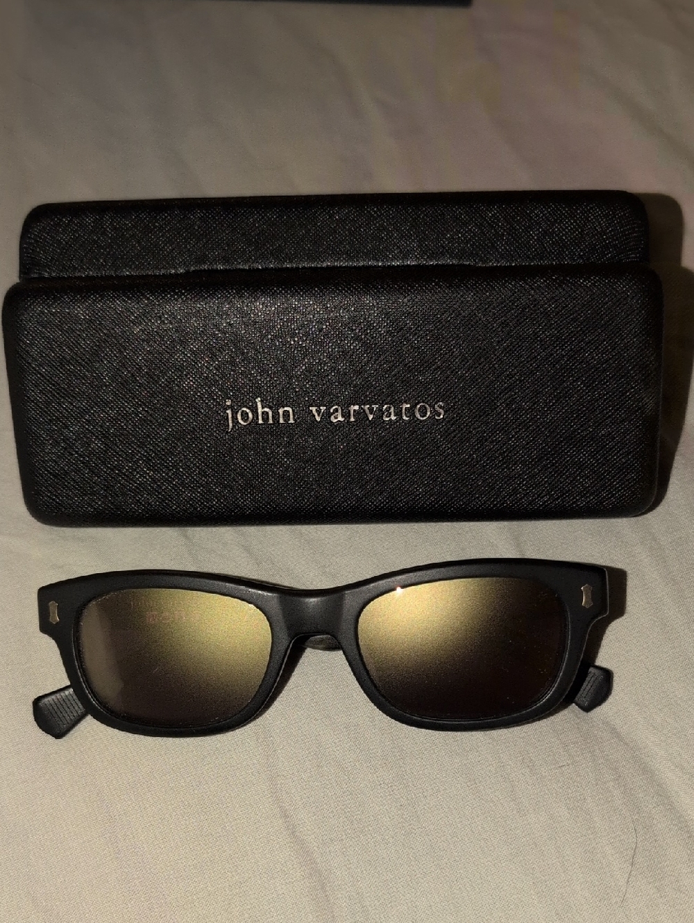 John Varvatos V538 Matte Black Sunglasses with Gold Mirrors